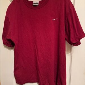 Vintage Y2K Nike Tee Shirt Burgundy Embroidered Swoosh Men’s Size Large